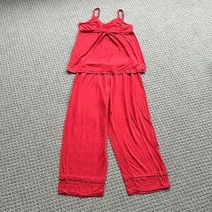 Max Studio Coral Red Tank and cropped bottom pajama Set-XS